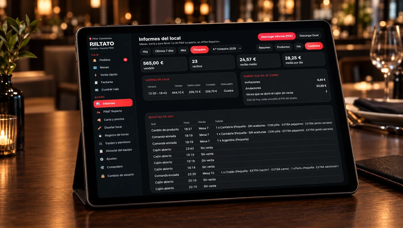 PillaT Comercios en una tablet